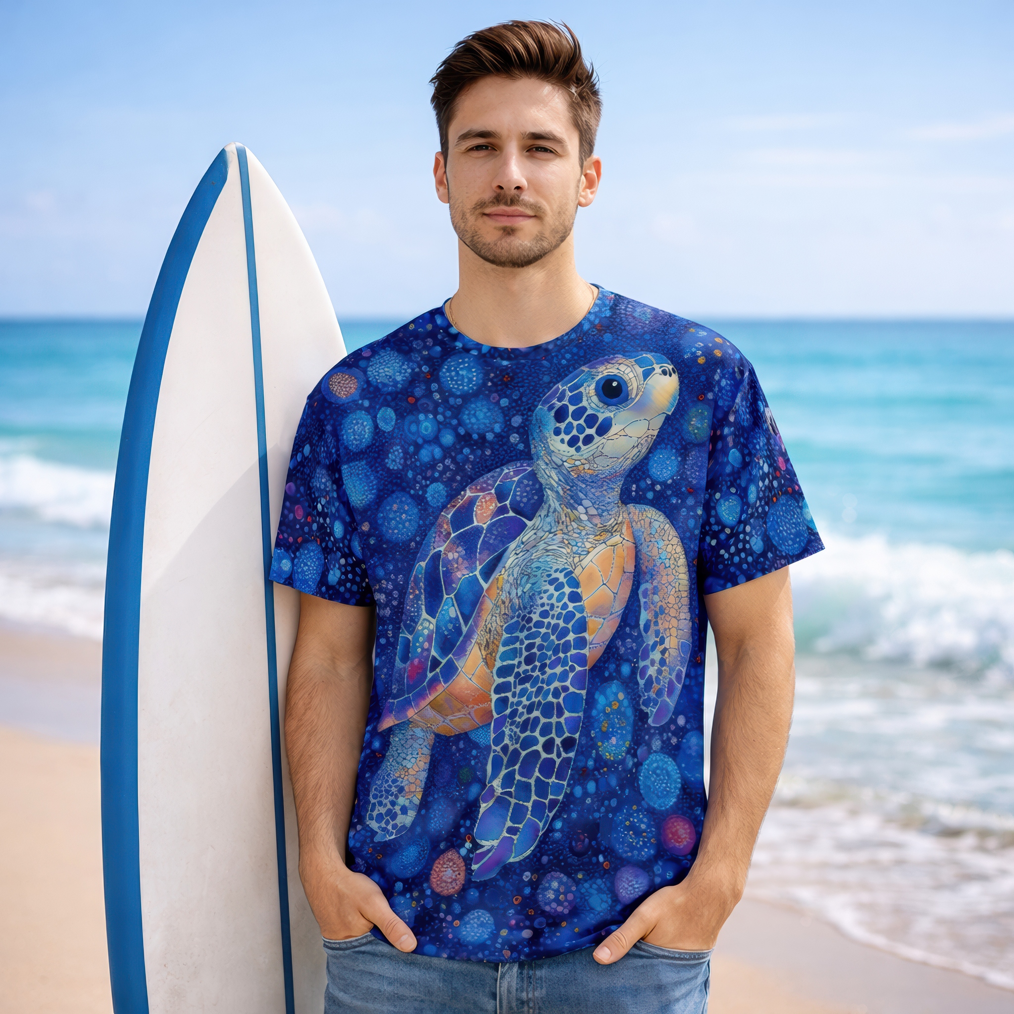 Sea Turtle T Shirt Honu Ocean Graphic Tee Marine Life Beach Coastal Art Unisex - Image 3