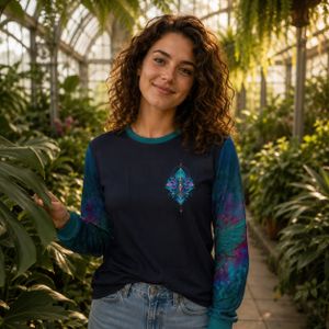 Psychedelic Long Sleeve Graphic Tee | Trippy Sacred Geometry Cosmic Lotus Mandala Shirt